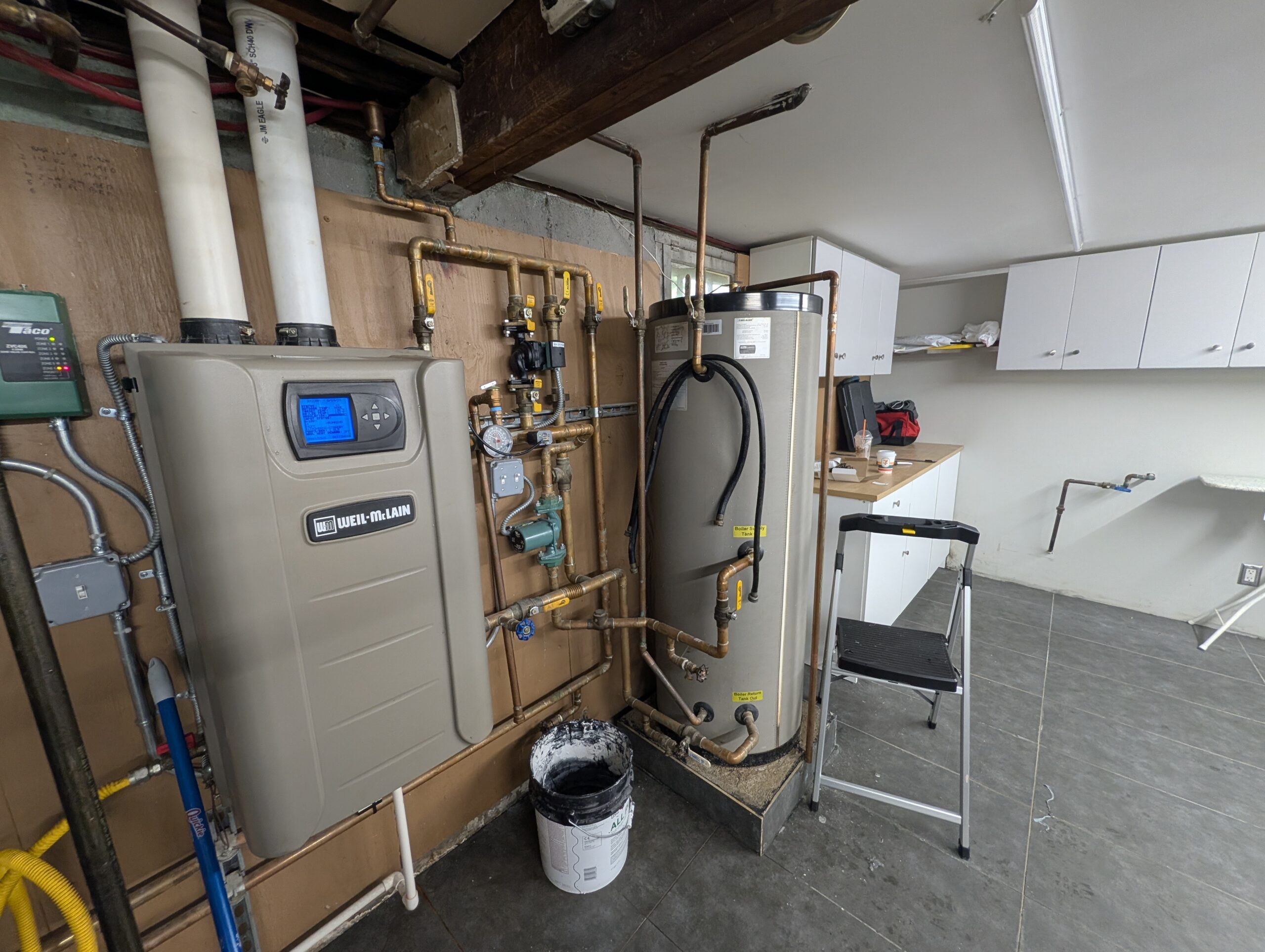 Residential hydronic boiler setup and indirect water heater piping